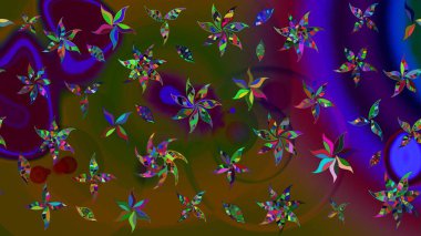 Kahverengi renkli etnik çiçeklerin olduğu zarif bir eskiz modeli. Raster Çiçek İllüstrasyon Şirin Tekstil.