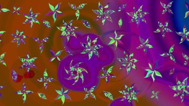 Mor renkli çiçekler. Renkli Bahar Teması eskiz kalıbı. Düz Çiçek Elementleri Tasarımı. Raster illüstrasyonunda çiçek deseni çizimi.