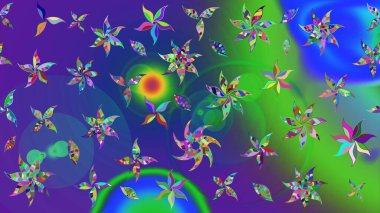 Robot resim. Küçük çiçekte güzel bir desen. Küçük renkli çiçekler. Çiçekli yaz çiçekleri. Moda baskıları için zarif bir şablon. Motley illüstrasyonu.