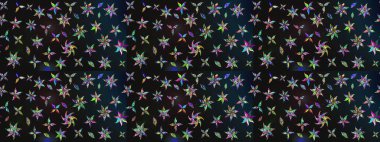 Raster illüstrasyonundaki çiçek desenli çizim. Gri renkli çiçekler.