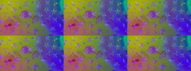 Parlak çiçekli kolaj çiçekleri yeşildir. Çiçek tasarımı için inanılmaz bir kolaj cenneti tarzı. Çiçekli zambaklar eskiz arka planı.