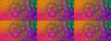 Arkaplan dokusu, duvar kağıdı, mor renkli çiçek teması. Kabile sanatı boho baskısı, klasik çiçek arkaplanı. Soyut etnik raster çizim kalıbı.