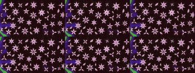 Tekstil için suluboya eskiz deseni. El çizimi çiçek çizimi deseni (fayans). Şirin çiçekli, desenli, kahverengi çizim deseni.