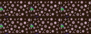 Raster illüstrasyonu. Renkli Bahar Teması eskiz kalıbı. Çiçekli çiçek deseni, suluboya. Kahverengi renkli çiçekler. Düz Çiçek Elementleri Tasarımı.