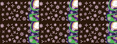 Hint süsü. Çizim kalıbı. Raster illüstrasyonu. Renkli süs kenarı. Kahverengi renklerde. Çiçek duvar kağıdı.