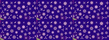 Mavi kıvırcık çiçekler mavi renkte şekillenir. Raster illüstrasyonu. Klasik çiçek tasarım elementleri.