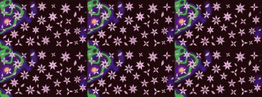 Raster Moda kumaş deseni. Şirin çiçekler. Çizgi çizimi deseni.