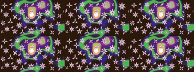 Raster illüstrasyonu. El yapımı çiçek ve bitki koleksiyonu. Şirin karalamalı çiçek desenli çizim. Raster illüstrasyonu. Eskiz tarzı kahverengi renklerde.