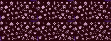 Kahverengi renkte çok kahverengi, zarif küçük çiçekler ve komik böcekler, raster desen, illüstrasyon.