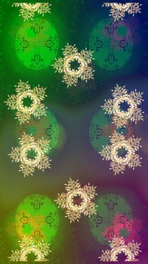 Güzel soyut kar taneleri raster tasarımı. Yeni yıl kar tanesi. Düz kar karalama ikonları, kar taneleri silueti yeşil, mavi ve kahverengi renkler Noel afişi için, kartlar.