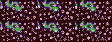 Renkli Bahar Teması eskiz kalıbı. Düz Çiçek Elementleri Tasarımı. Kahverengi renkli çiçekler. Çiçekle çizim deseni.