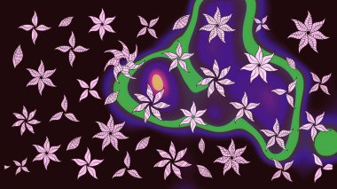 Çiçek rengi eskiz deseni. Raster çiçek izi. Klasik taslak çizimi.