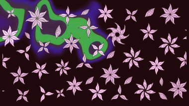 Düz Çiçek Elementleri Tasarımı. Raster Modaya uygun kumaş deseni. Renkli Bahar Teması eskiz kalıbı. Kahverengi renkli şirin çiçek deseni.