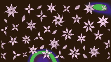 Raster illüstrasyonundaki çiçek desenli çizim. Suluboya tarzında kahverengi renkte çiçekler.