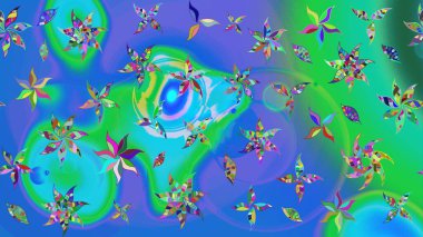 Renkli Bahar Teması eskiz kalıbı. Düz Çiçek Elementleri Tasarımı. Raster Şirin kumaş deseni. Eskiz klasiği.