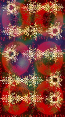 Noel süsleri ve Noel süsleri. Raster Noel soyut renkli arkaplan ve düşen kar tanesi.