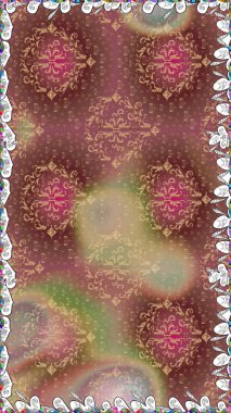 Çiçeksiz desenli arka plan. Düz Çiçek Elementleri Tasarım Raster illüstrasyonu. Kahverengi renkli çiçekler. Renkli Bahar Teması Kusursuz Arkaplan.