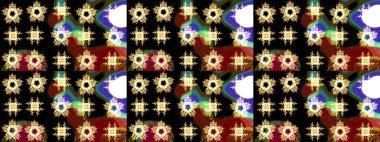 Soyut mandala ya da tuhaf kar tanesi çizgisi sanat tasarımı. Raster illüstrasyonu. Renkli arka planda izole tatlı kar taneleri.