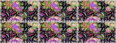 Raster illüstrasyonu. Siyah ve nötr renklerde çiçekler. Çiçeksiz desenli arka plan, vuruşlar, sıçramalar, yaz çiçekleri..