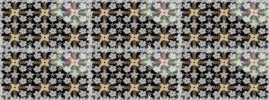 Hediye ambalaj kağıdı, tebrik kartları, posterler ve pankart tasarımı. Raster düz çiçekleri pürüzsüz desen. Siyah renkte çiçekler.