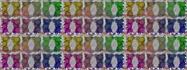 Raster illüstrasyonu. 3 boyutlu çiçekler, pürüzsüz. Yeşil renklerde.