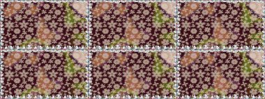 Raster illüstrasyonunda kusursuz çiçek deseni. Kahverengi renkte çiçekler.