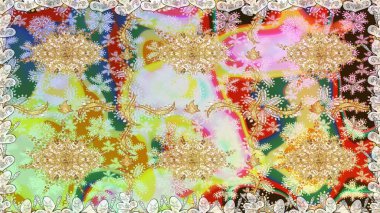 Kusursuz klasik altın desen. Raster geleneksel oryantasyon süsü. Altın elementlerle nötr renklerde altın desen.