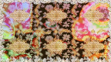 Raster oryantal süs. Kahverengi renklerde, altın elementlerle kusursuz desen. Kusursuz altın desen.