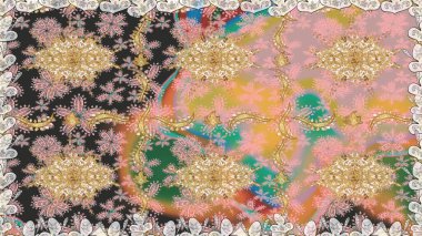 Duvar kâğıdı barok, İspanyol kumaşı. Tarafsız renklerde grafiksel modern kusursuz desen. Kusursuz çiçek deseni. Kusursuz raster arkaplanı.