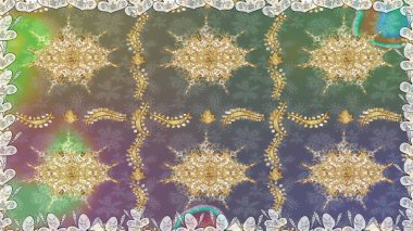 Raster geometrik arka plan. Senin tasarımın için, duvar kağıdı. Gri renklerde, altın çiçekli altın desenler. Altın rengi kusursuz illüstrasyon.