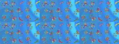 Soyut duvar kâğıdı, ambalaj dekorasyonu. Mavi, yeşil ve menekşe renkleri üzerine bir resim. Kışın sembolü, mutlu noeller, mutlu yeni yıl kutlaması Raster illüstrasyonu. Kar tanesi kadar basit..