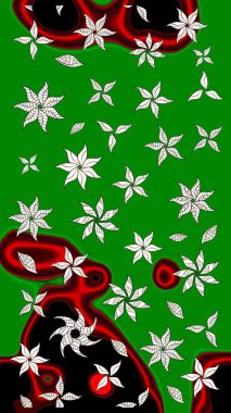 Düz Çiçek Elementleri Tasarımı. Renkli Bahar Teması eskiz kalıbı. Yeşil renkli çiçekler. Güzel çiçek deseni..