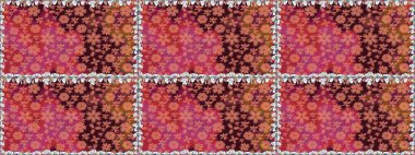 Çiçekli karalama şeklinde Raster çiçek deseni. Yumuşak, bahar çiçekli arka plan. Kahverengi renkte çiçekler.