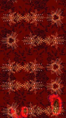 Kış kar tanesi. Kırmızı, siyah ve kahverengi renklerde izole edilmiş. Kar Tanesi Simgesi. Kar Tanesi Raster çizimi.