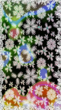 Düz Çiçek Elementleri Tasarımı. Raster illüstrasyonunda kusursuz çiçek deseni. Renkli Bahar Temalı Kusursuz Arkaplan. Tarafsız ve siyah renkte çiçekler.