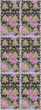 Süslü raster dekorasyonu. Gri renkli ve altın elementli altın desenli. Barok tarzında duvar kağıdı tasarımı için kusursuz damaske deseni arkaplanı.