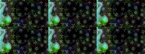 El çizimi. Güzel kumaş deseni. Raster illüstrasyonu. Çiçekler, dallar, otlar ve çiçekler.