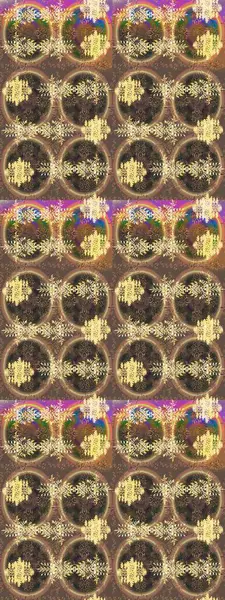 Raster illüstrasyonu. Kış konsepti Kahverengi, bej ve sarı renklerde kar tanesinden yapılmış kış deseni. Düz yatıyordu.