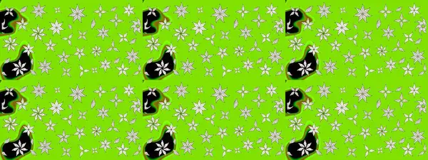 Yeşil renklerde. Raster deseni. Raster illüstrasyonu. Küçük çiçekteki sevimli çiçek deseni. Soyut çiçek çizim kalıbı arkaplanı.