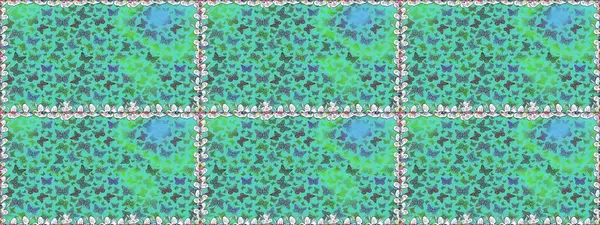 Yeşil renklerin çizimi. Raster illüstrasyonu. Soyut renkli güzel kelebek. Kusursuz arkaplan.