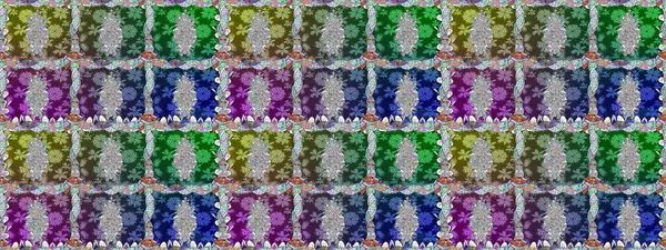 Renkli Bahar Temalı Kusursuz Arkaplan. Çiçekli, kusursuz bir arkaplan. Düz Çiçek Elementleri Tasarımı. Çocuk stili.