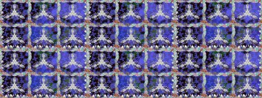 Birçok menekşe ve soyut çiçekli tropikal desenler. Küçük çiçekteki sevimli çiçek deseni. Varisolyot raster pürüzsüz illüstrasyon.