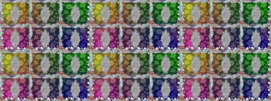 El çizimi dikişsiz sonbahar çiçekleri deseni. Yeşil renkli çiçekler. Renkli, yeşil, pürüzsüz desen. Doodle tarzı. Tekstil ve kapak tasarımı için mükemmel.