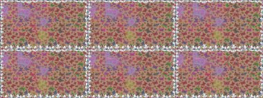 Raster illüstrasyonu. Renkli kelebeklerin kusursuz arka planı. Giysi tasarımı için bej arka planda dekor.