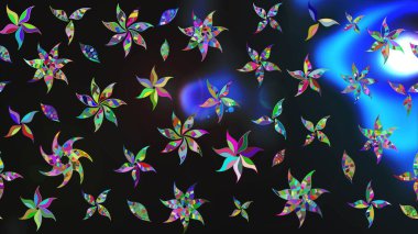 Renkli Bahar Teması eskiz kalıbı. Düz Çiçek Elementleri Tasarımı. Raster illüstrasyonundaki çiçek desenli çizim. Güzel kumaş deseni.