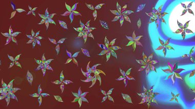 Kahverengi renkli bitkilerden oluşan parlak çiçekli çizim deseni.