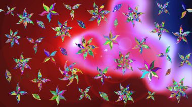 Kabile sanatı boho baskısı, klasik çiçek arkaplanı. Soyut etnik raster çizim kalıbı. Arkaplan dokusu, duvar kağıdı, kırmızı renkli çiçek teması.