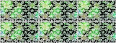 Yeşil ve nötr renklere karalamalar çizen kusursuz çiçek deseni. Raster illüstrasyonu.