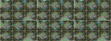 Raster illüstrasyonunda kusursuz çiçek deseni. Gri ve yeşil renkte çiçekler.