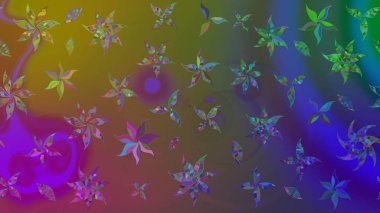 Raster illüstrasyonundaki çiçek desenli çizim. Kahverengi renkte çiçekler.